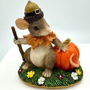 Charming Tails Pilgrims Progress Mouse Figurine With Pumpkin Fall Fitz & Floyd